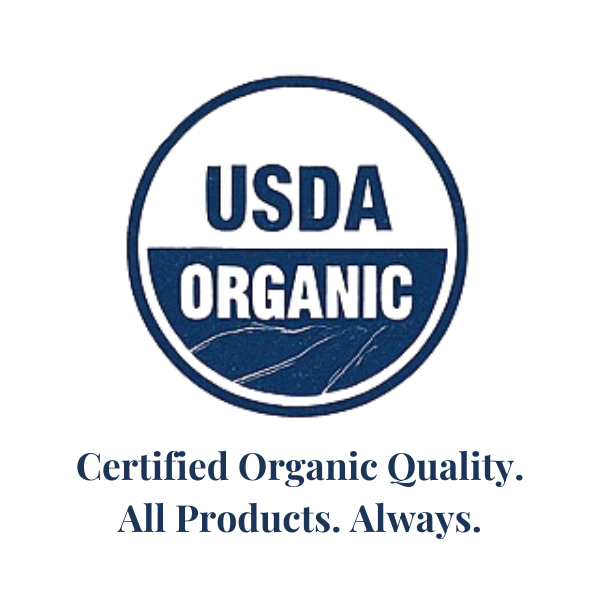 Blue sketched USDA Organic representing organic status for Essential for Wellness
