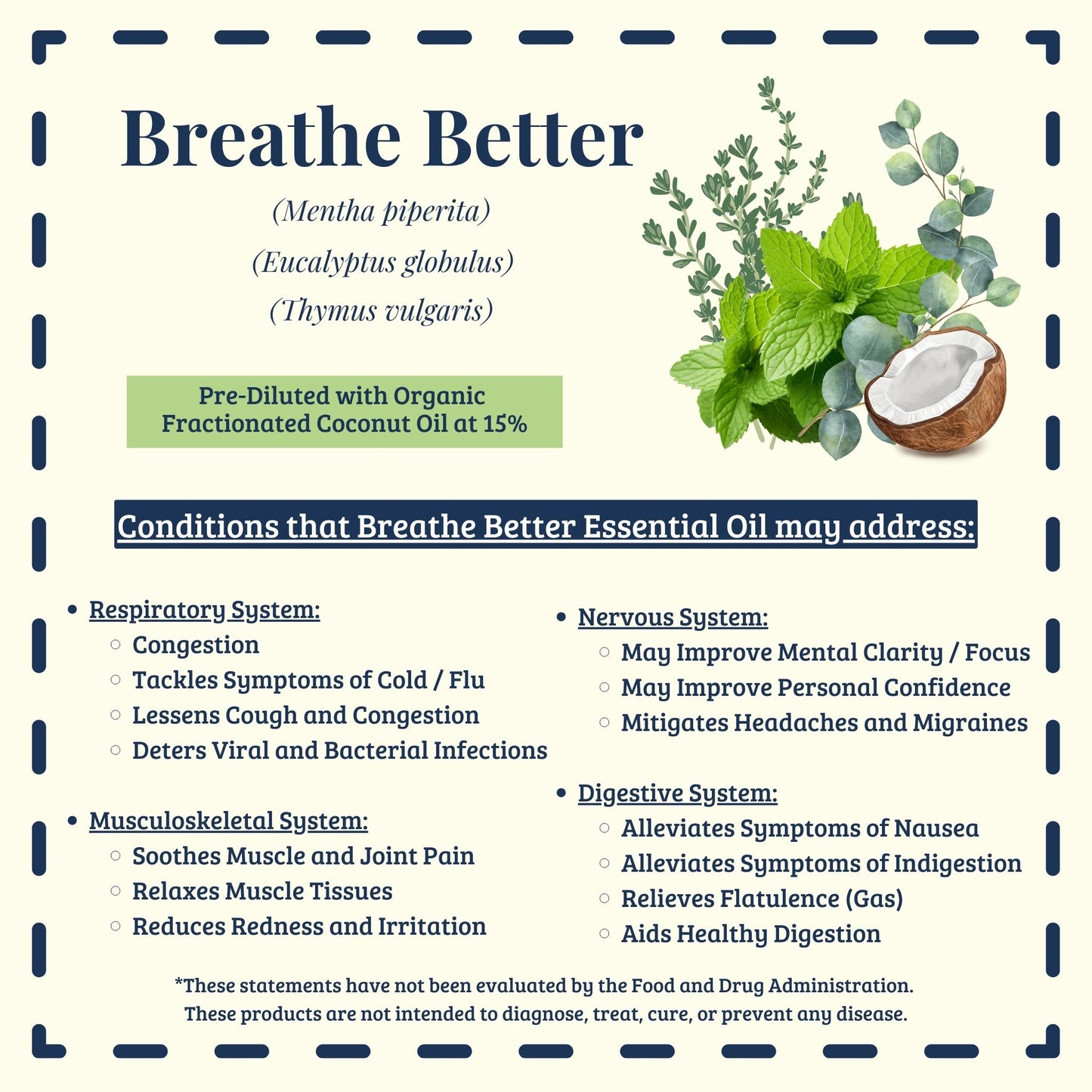 Breathe Better essential oil blend with peppermint, eucalyptus, and thyme – ingredients and traditional uses by Ready to Roll®