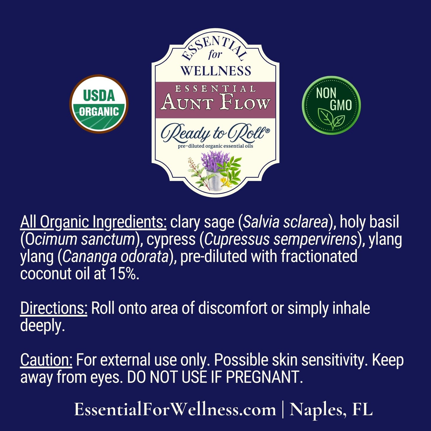Essential Aunt Flow roller with clary sage and holy basil for monthly comfort – Ready to Roll®
