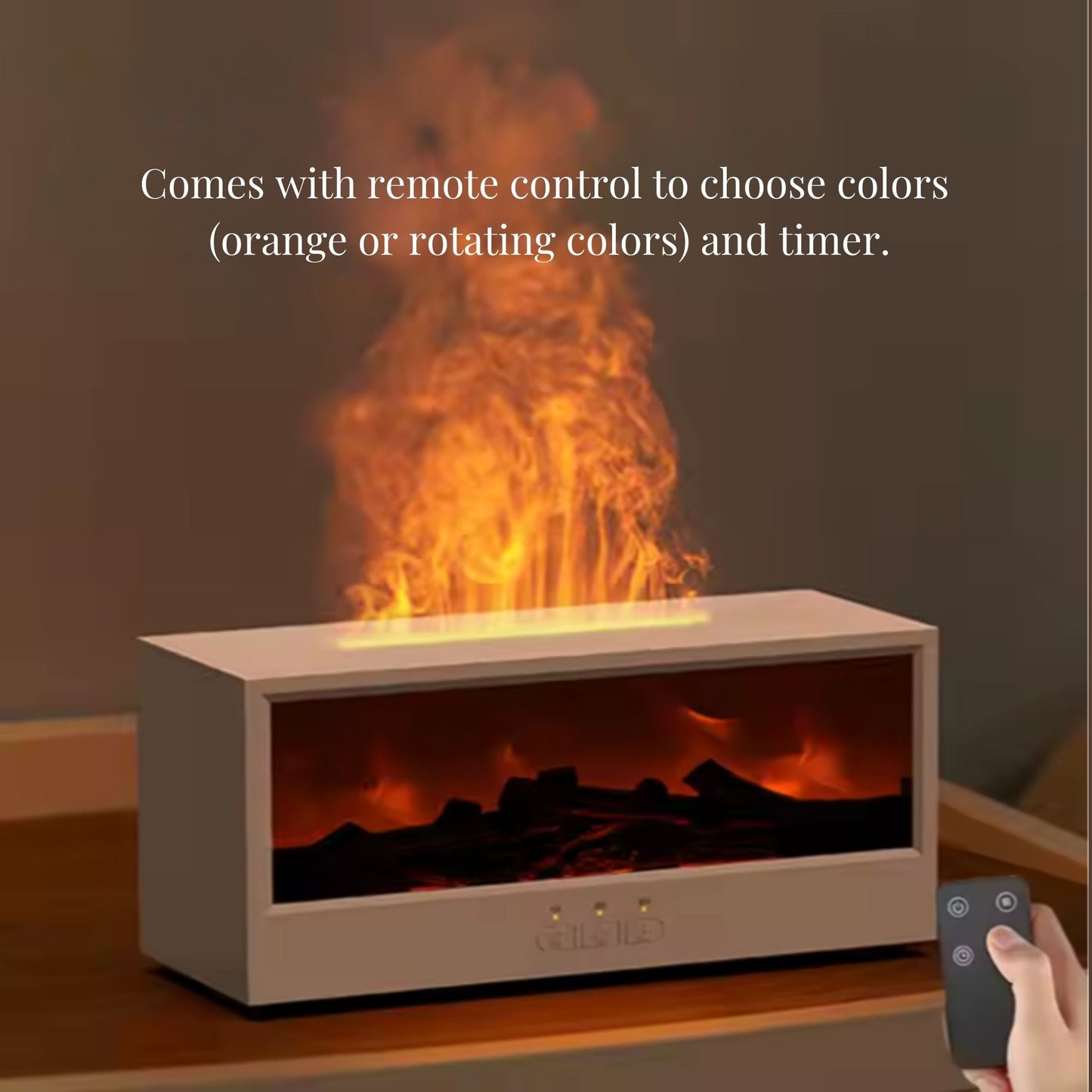 Fireplace Diffuser comes with a remote control from Essential for Wellness
