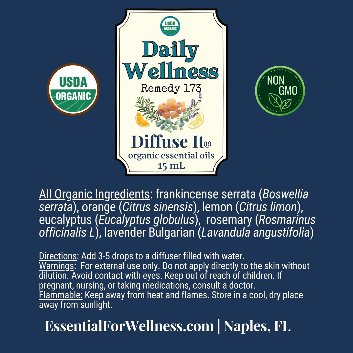 Diffuse It® Daily Wellness essential oil blend with citrus and rosemary – Essential for Wellness