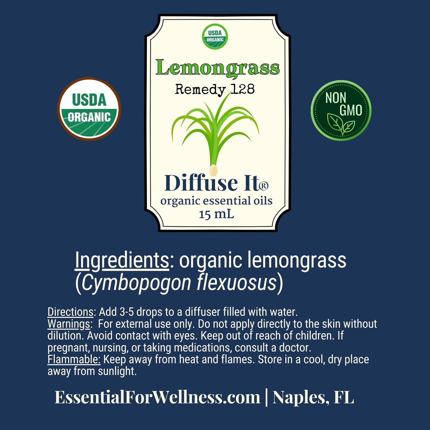 Diffuse It® Lemongrass essential oil with crisp, energizing citrus scent – Essential for Wellness