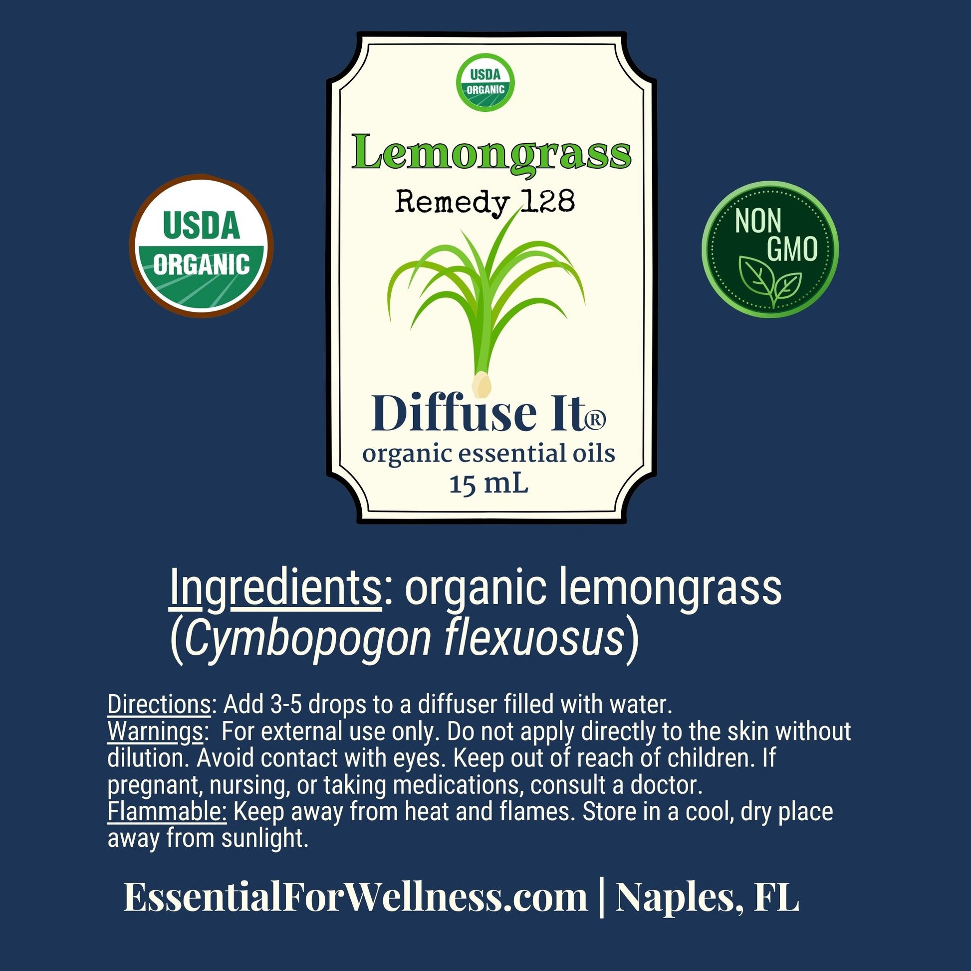 Diffuse It® Lemongrass essential oil with crisp, energizing citrus scent – Essential for Wellness