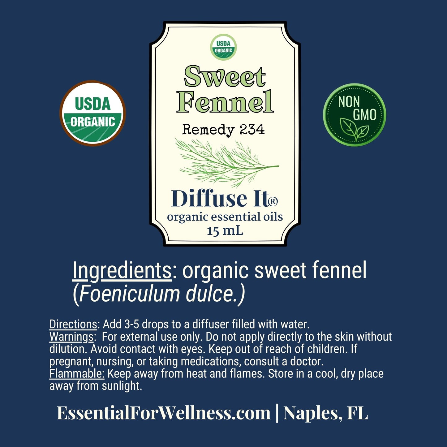 Diffuse It® Sweet Fennel essential oil with warm, licorice-like aroma – Essential for Wellness
