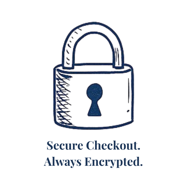Blue sketched padlock representing secure payment for Essential for Wellness