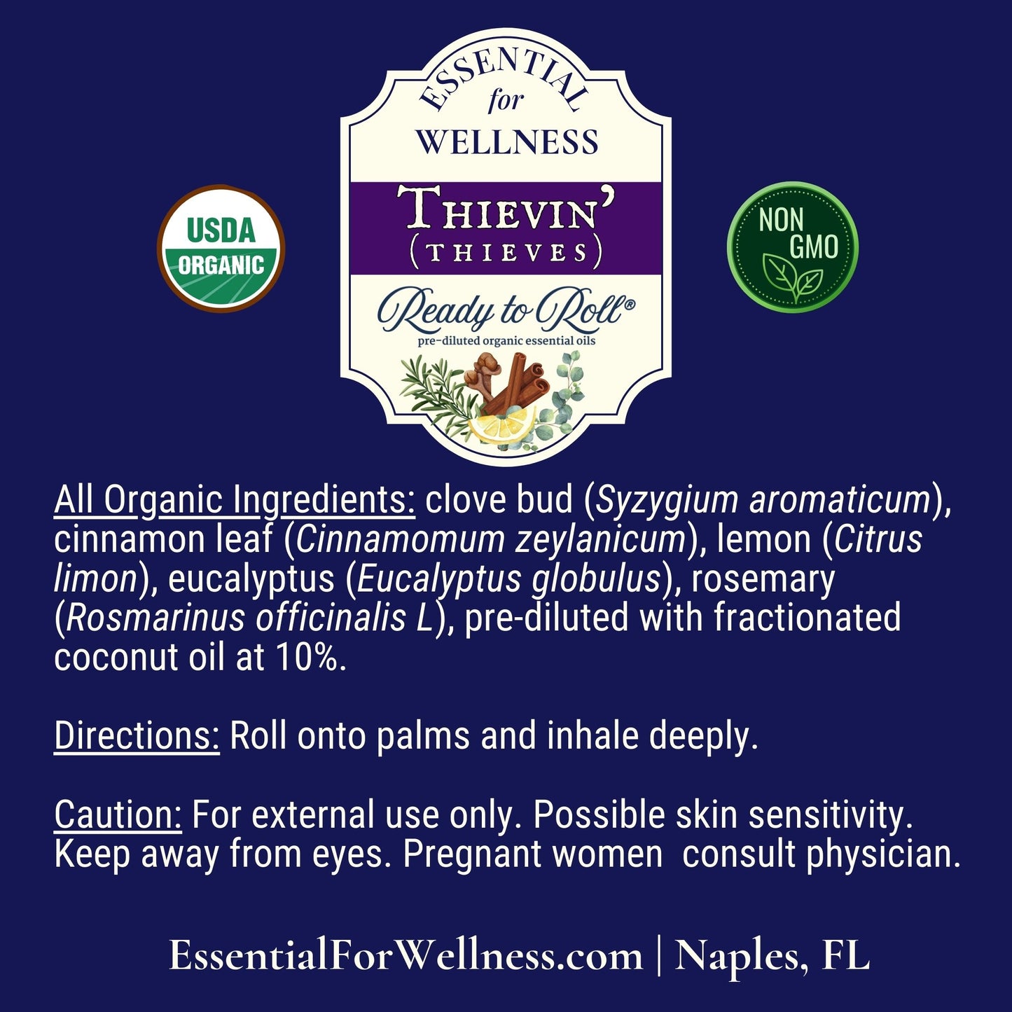 Organic Thievin' (thieves) blend with cinnamon and clove for immune support - Ready to Roll® at Essentialforwellness.com