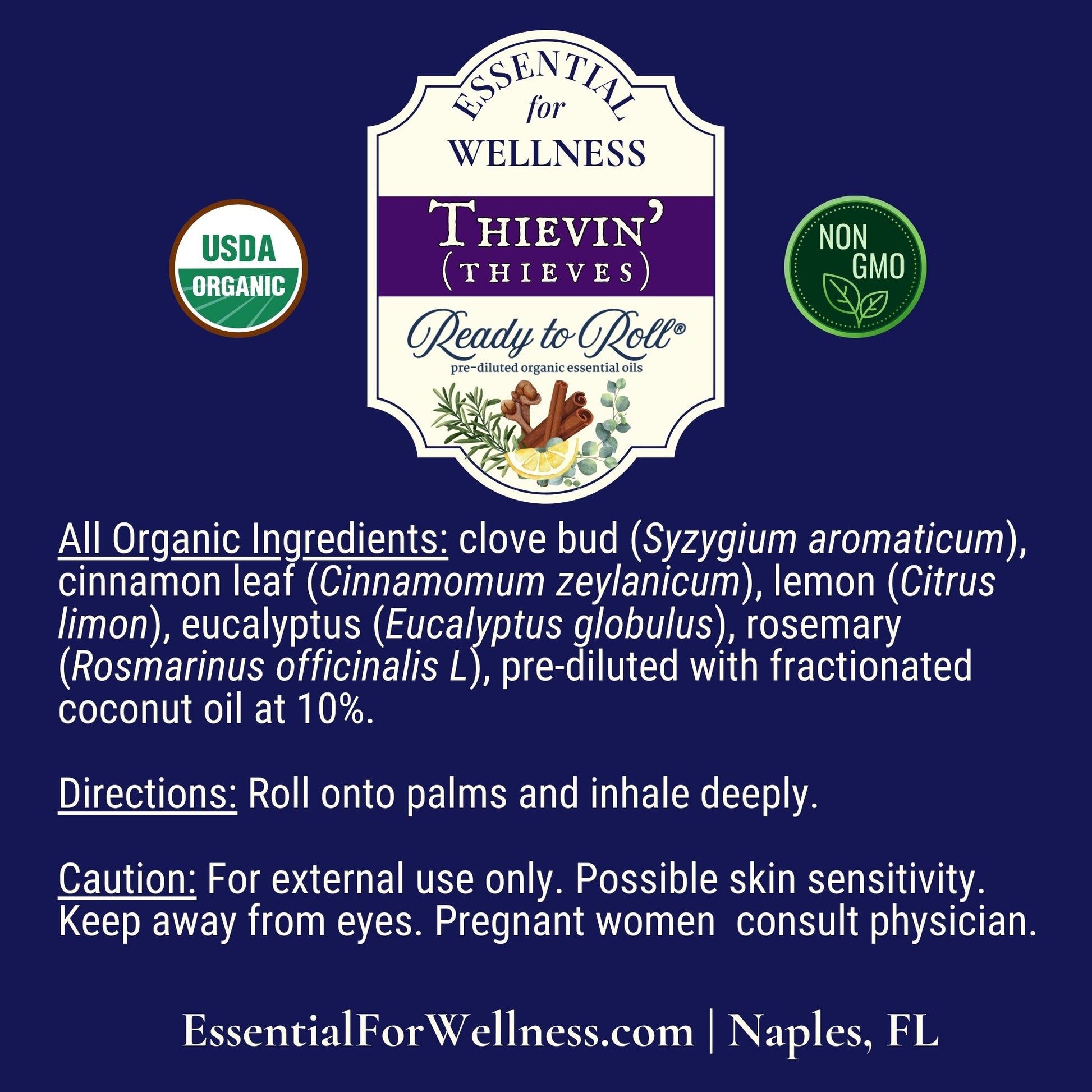 Organic Thievin' (thieves) blend with cinnamon and clove for immune support - Ready to Roll® at Essentialforwellness.com