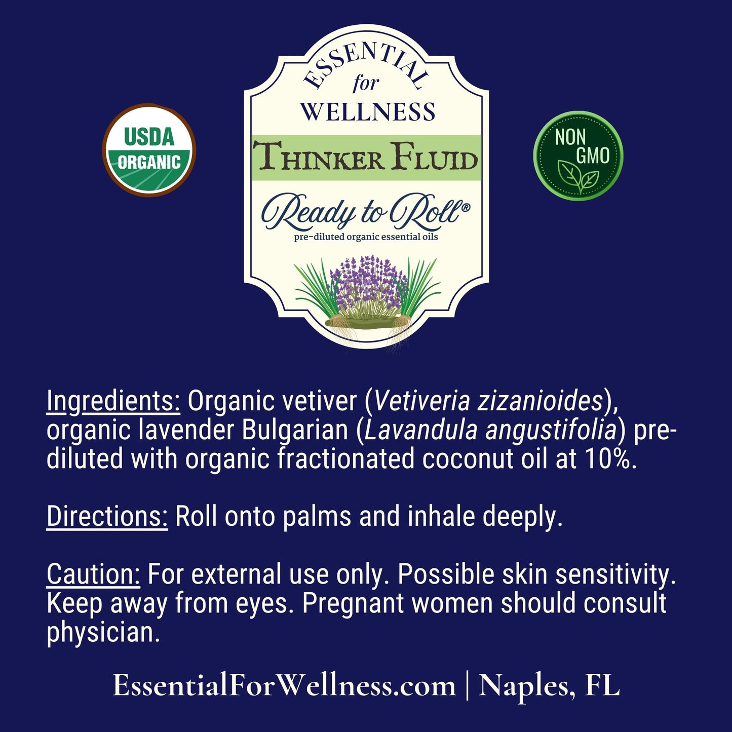 Thinker Fluid roll-on with vetiver and lavender for focus – Ready to Roll®