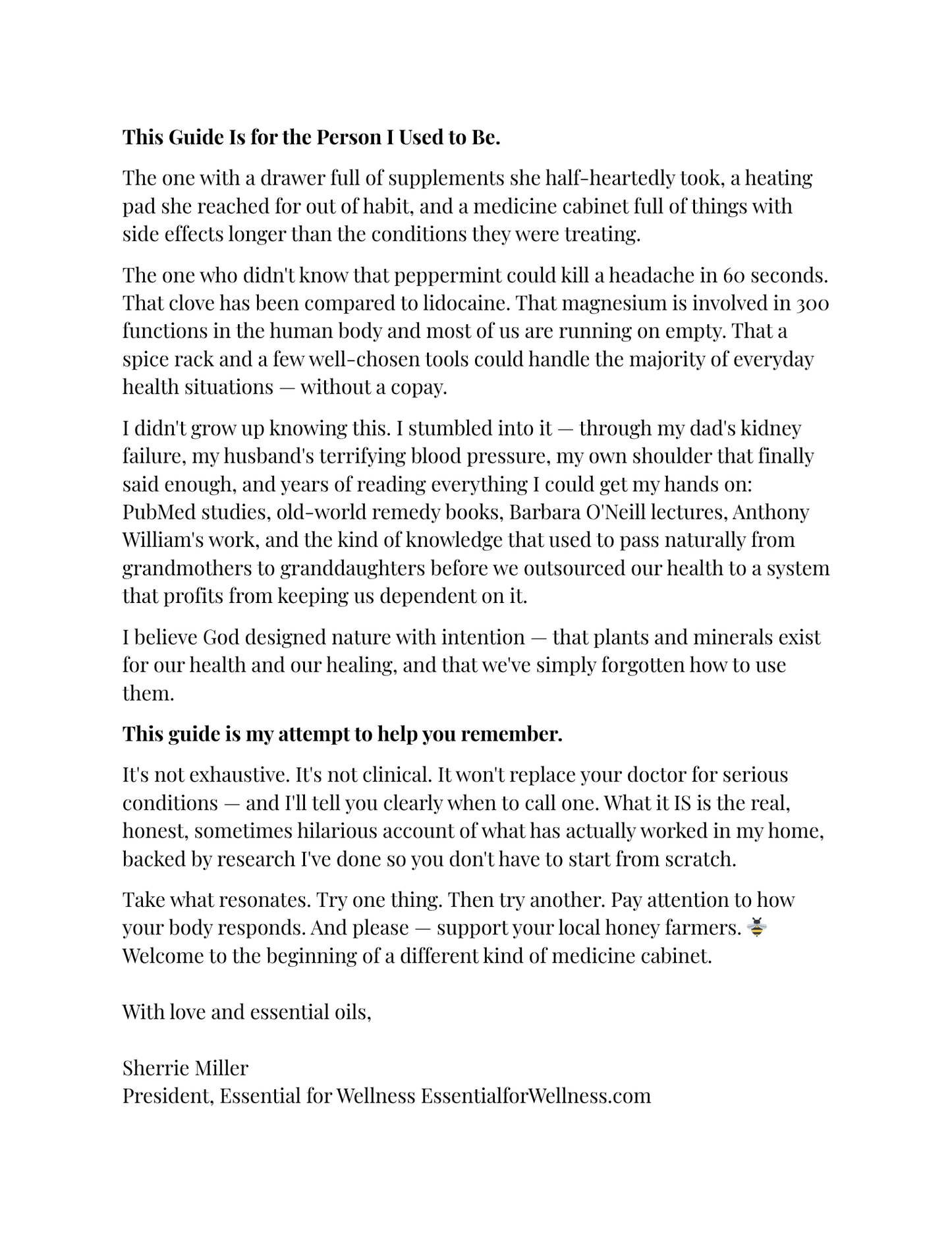 Text document with a message about health and wellness, including a website URL.