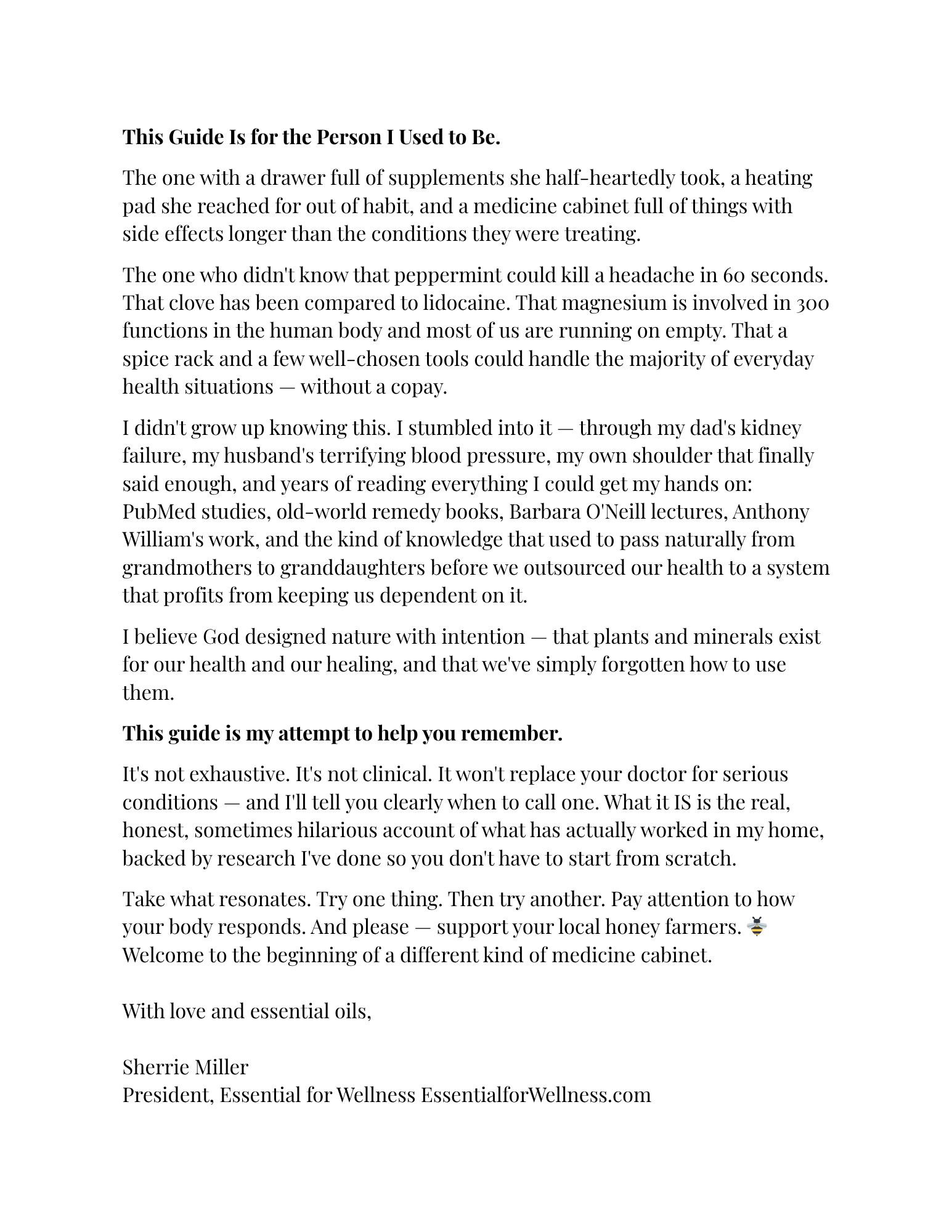 Text document with a message about health and wellness, including a website URL.