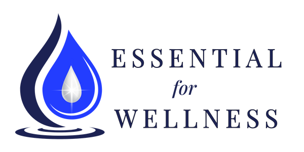 Side by side horizontal logo for Essential for Wellness Organic Essential Oils