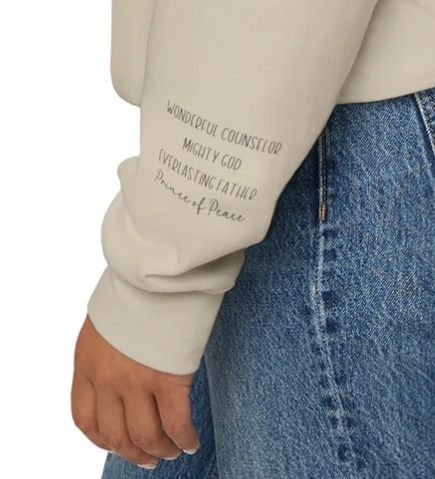 For Unto Us a Child Is Born, Isaiah 9:6, Printed on Sleeves, Gift for Mom, Sister, Aunt, Cousin, Friend, Co-worker