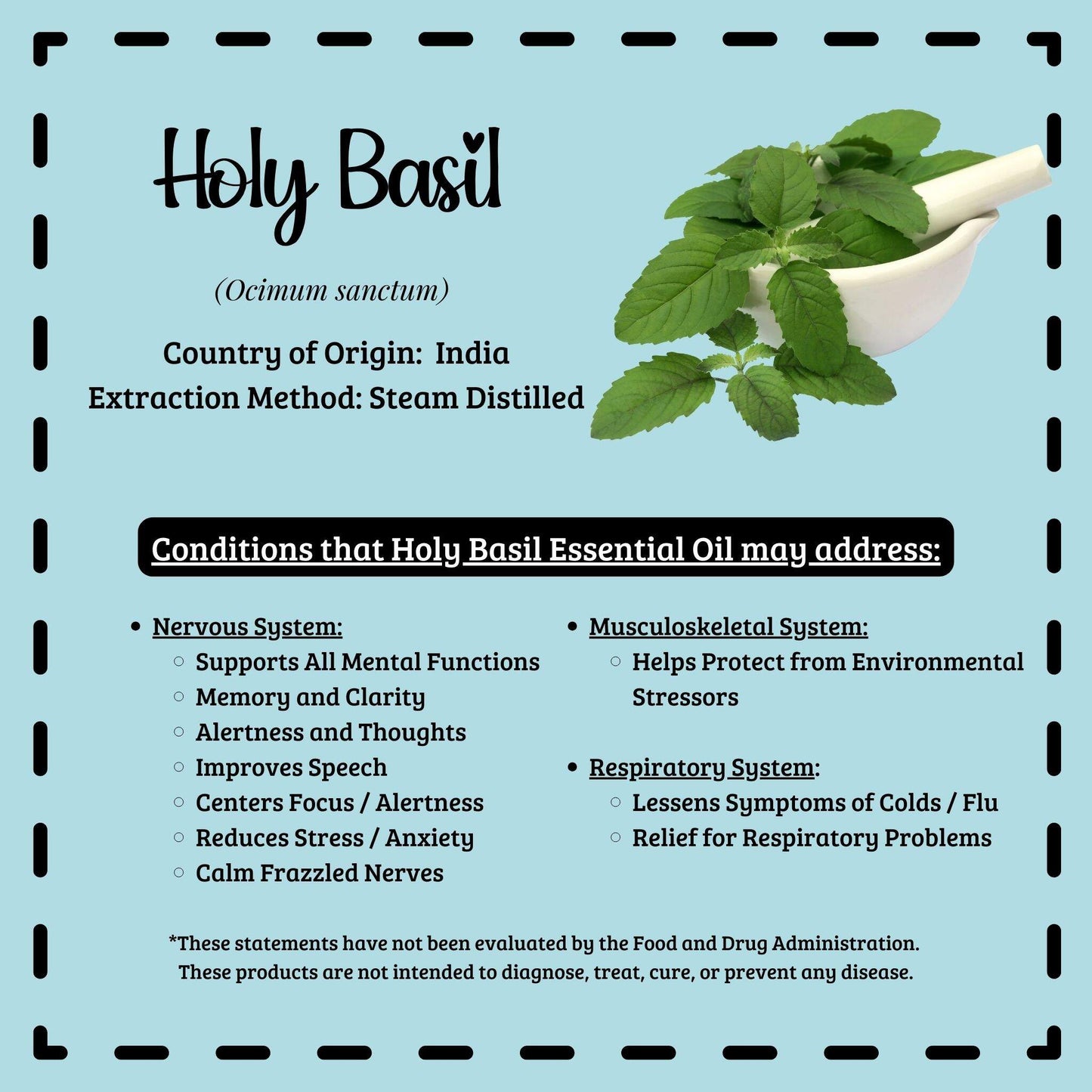 Organic Holy Basil Essential Oil by Diffuse It® (15 mL)