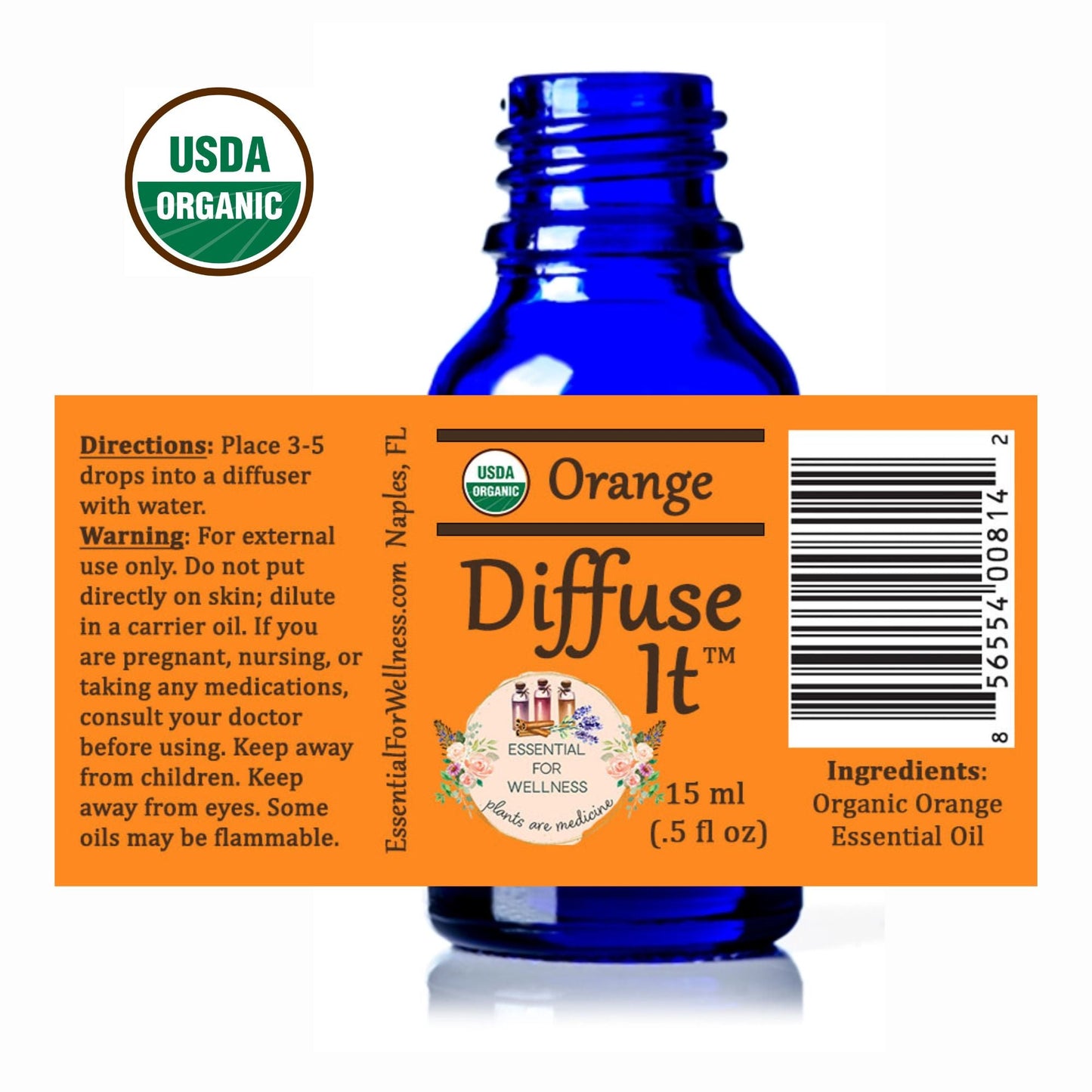 Organic Sweet Orange Essential Oil by Diffuse It™