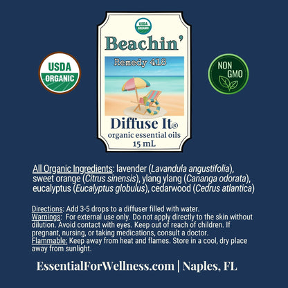 Diffuse It® Beachin' blend with lavender, orange, ylang ylang, eucalyptus, and cedarwood – Essential for Wellness