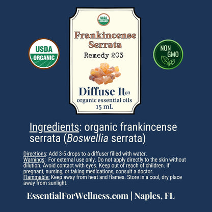 Diffuse It® Frankincense Serrata essential oil for grounding and clarity – Essential for Wellness