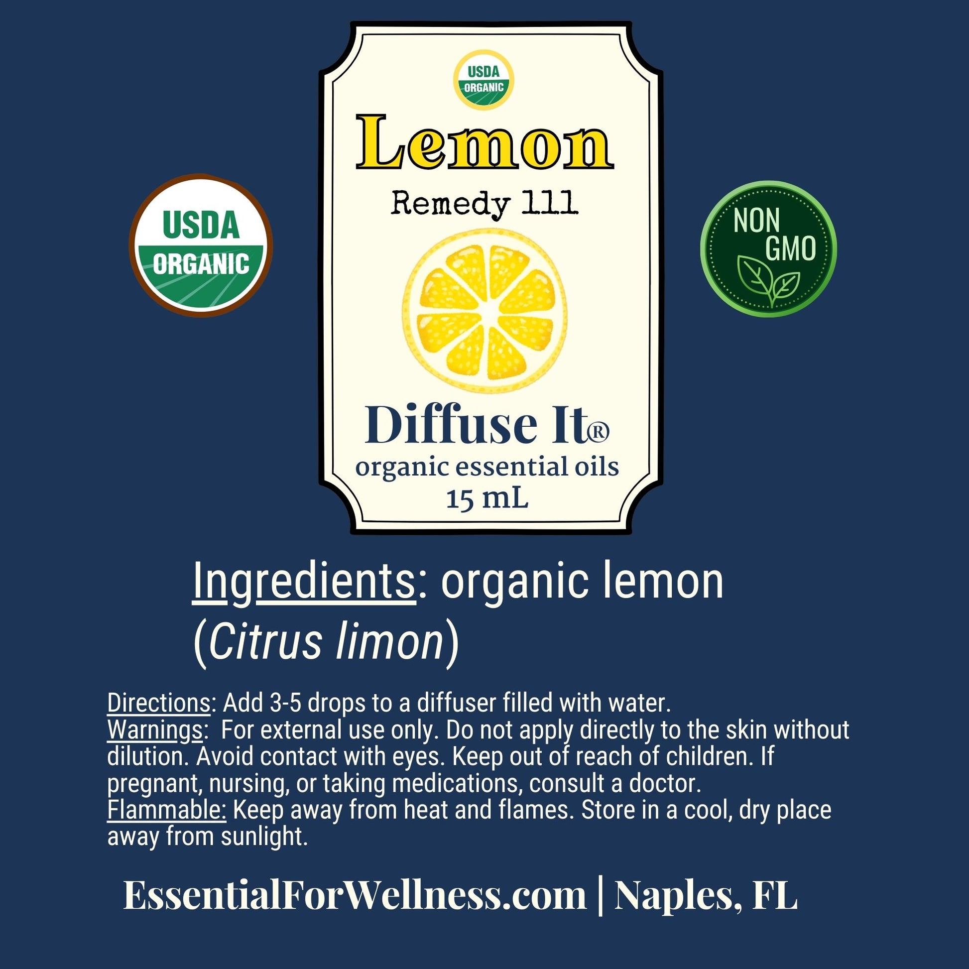 Diffuse It® Lemon essential oil with a bright, uplifting citrus scent – Essential for Wellness