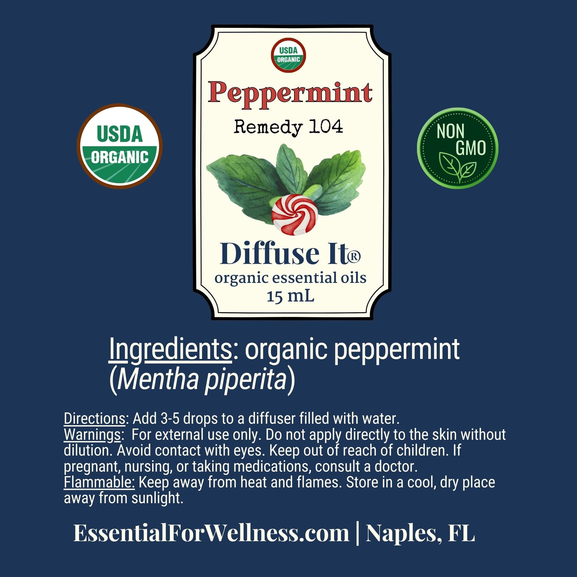 Diffuse It® Peppermint essential oil with cool, invigorating mint scent – Essential for Wellness