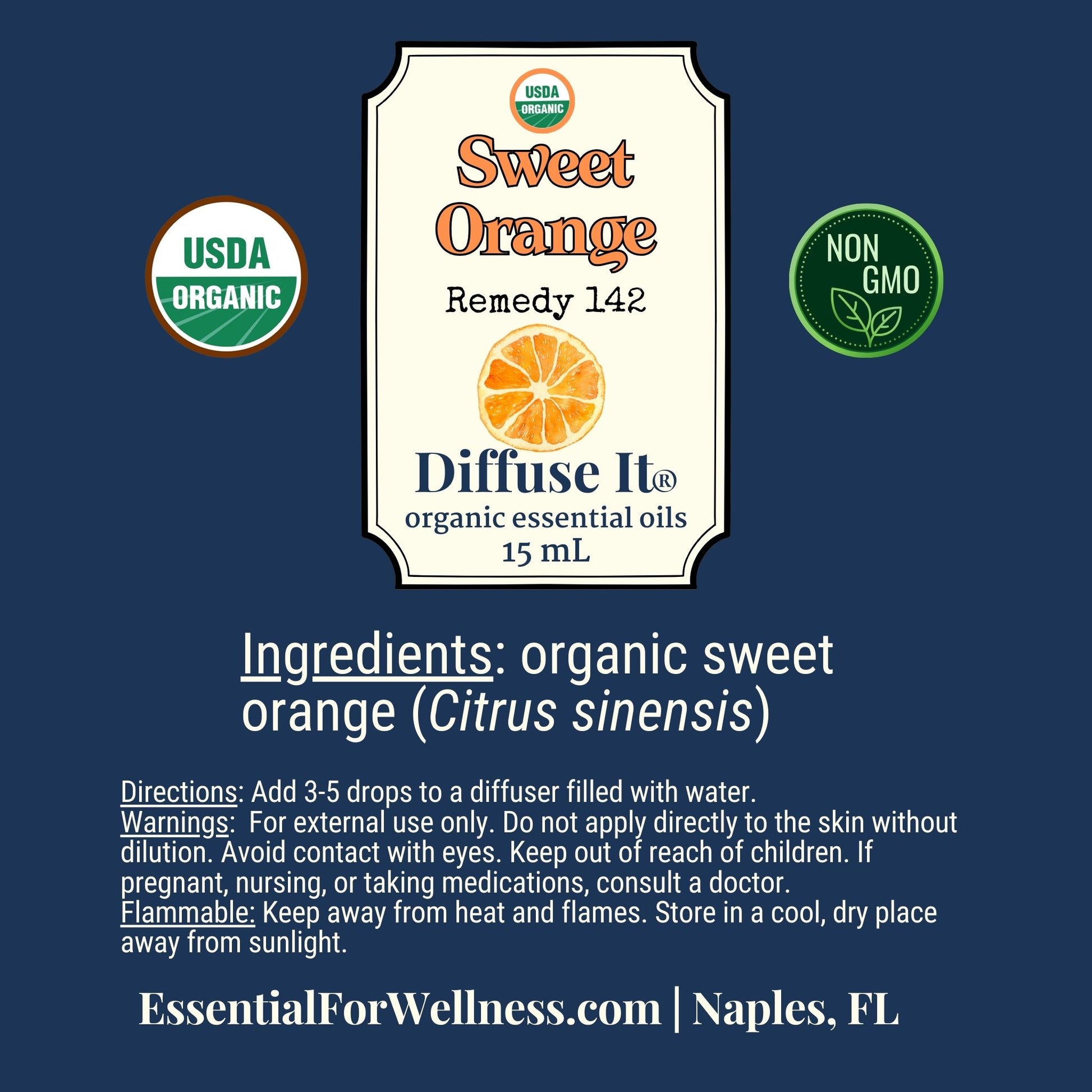 Diffuse It® Sweet Orange essential oil with cheerful, citrus notes – Essential for Wellness