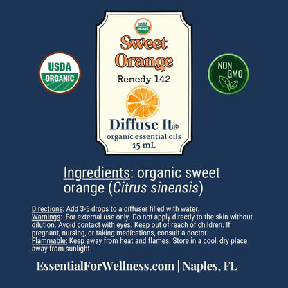 Diffuse It® Sweet Orange essential oil with cheerful, citrus notes – Essential for Wellness