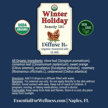 Diffuse It® Winter Holiday blend with festive evergreen and spice – Essential for Wellness