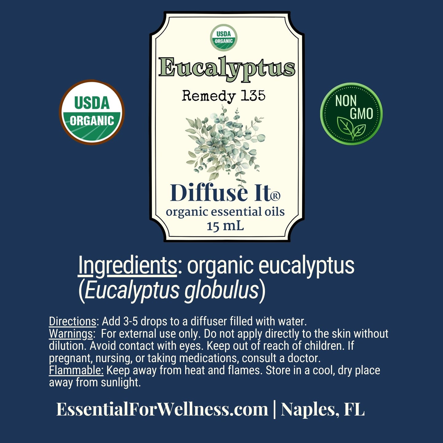 Diffuse It® Eucalyptus essential oil for refreshing, clean herbal aroma – Essential for Wellness