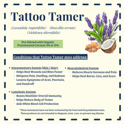 Tattoo Tamer essential oil blend traditional skin uses – Ready to Roll® by Essential for Wellness