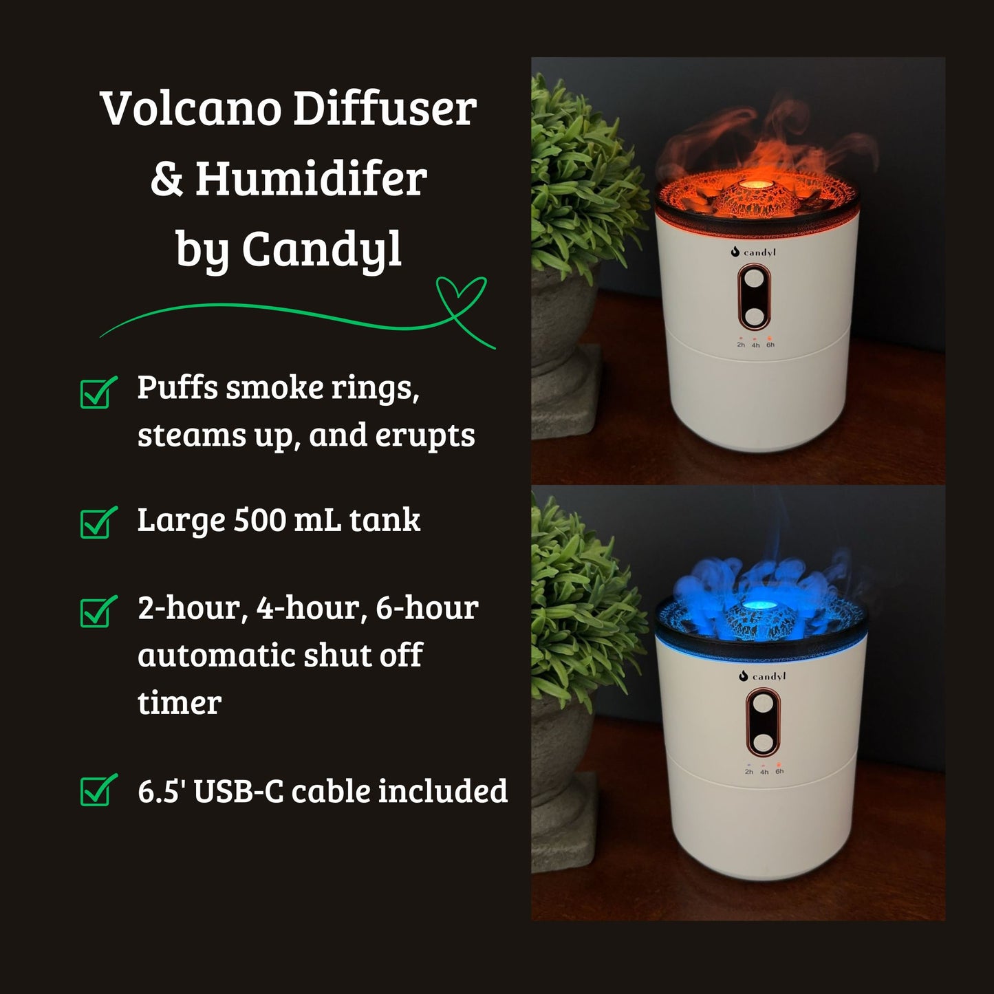 Fire and Ice Volcano Diffuser by Candyl - Essential for Wellness