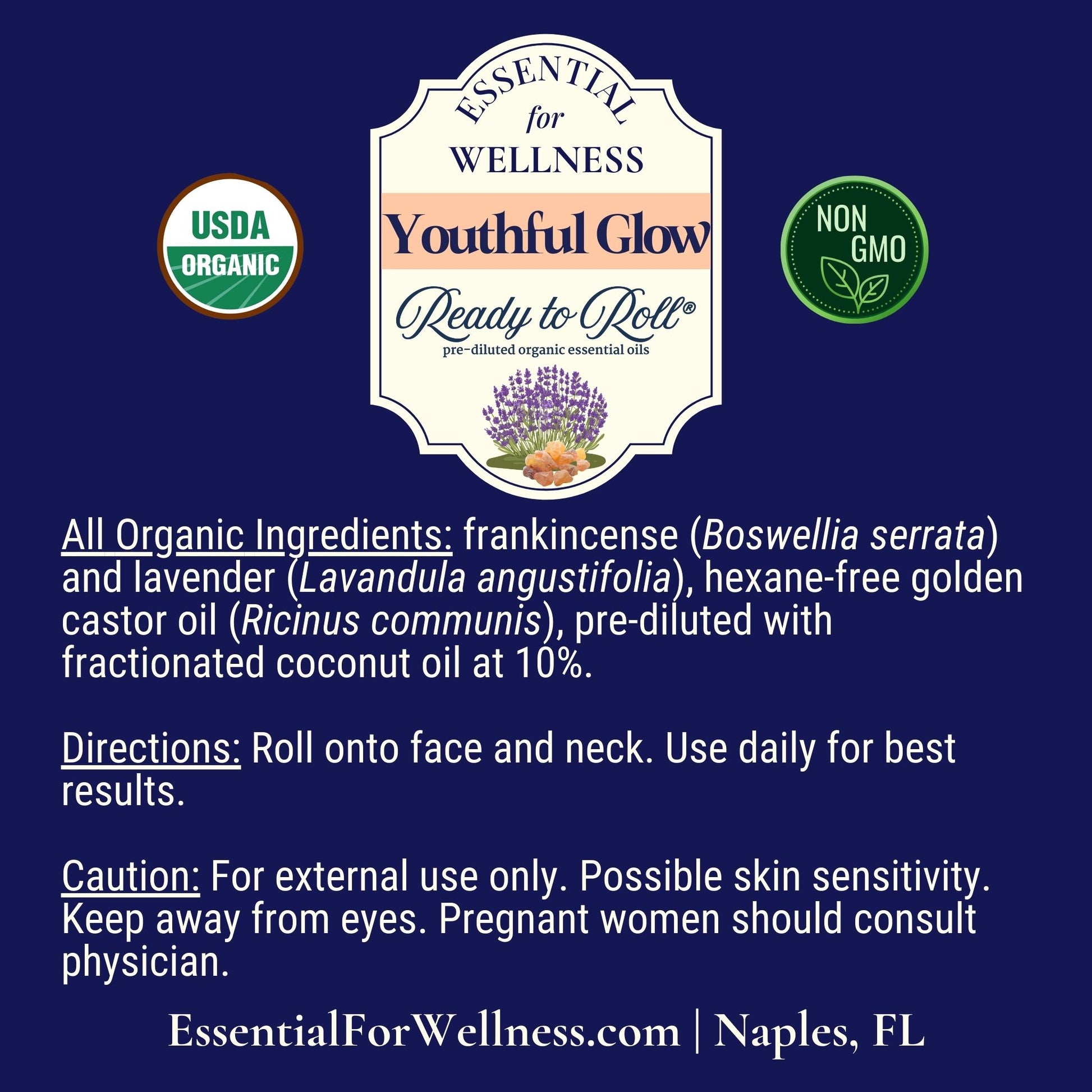 Youthful Glow essential oil roller with castor oil and lavender – Essential for Wellness