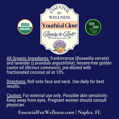 Youthful Glow essential oil roller with castor oil and lavender – Essential for Wellness