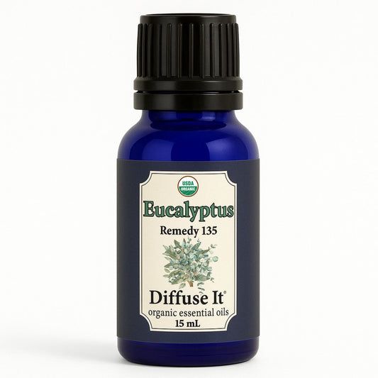 Cobalt blue 15 mL bottle of Diffuse It® Eucalyptus essential oil by Essential for Wellness