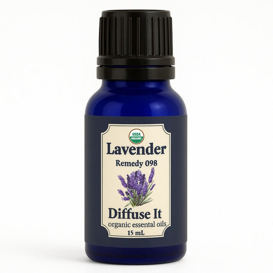 Cobalt blue 15 mL bottle of Diffuse It® Lavender essential oil by Essential for Wellness