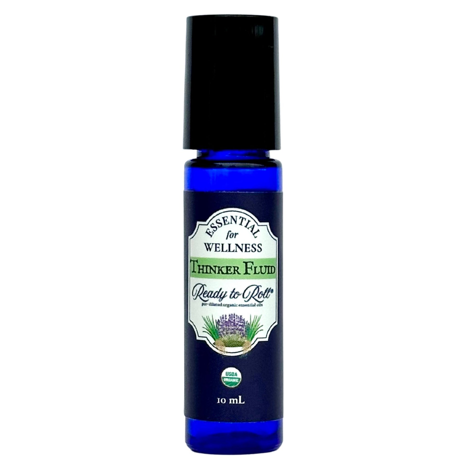 Thinker Fluid roll-on with cap by Ready to Roll® – organic focus blend with lavender and vetiver